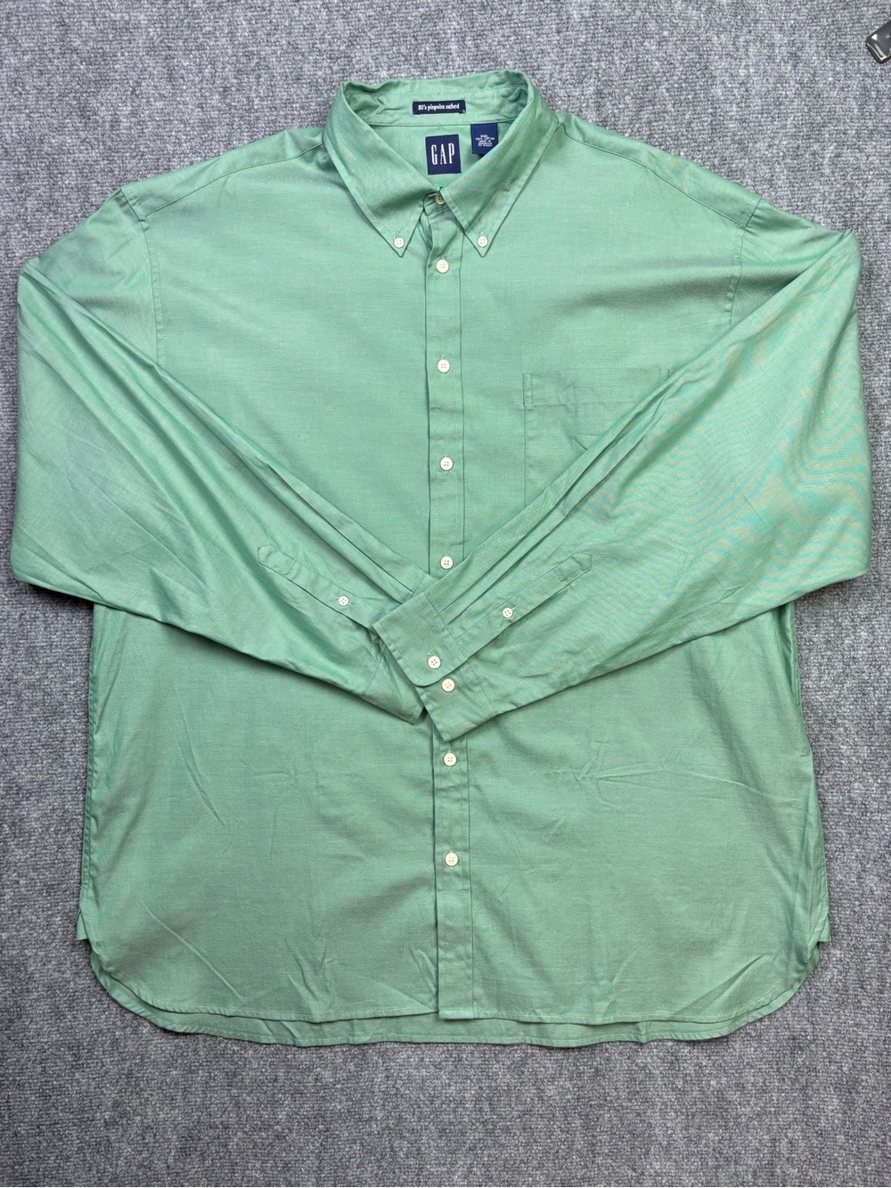 Vintage Y2K Gap 80’s Pinpoint Oxford Sage Green Button Down Shirt XXL